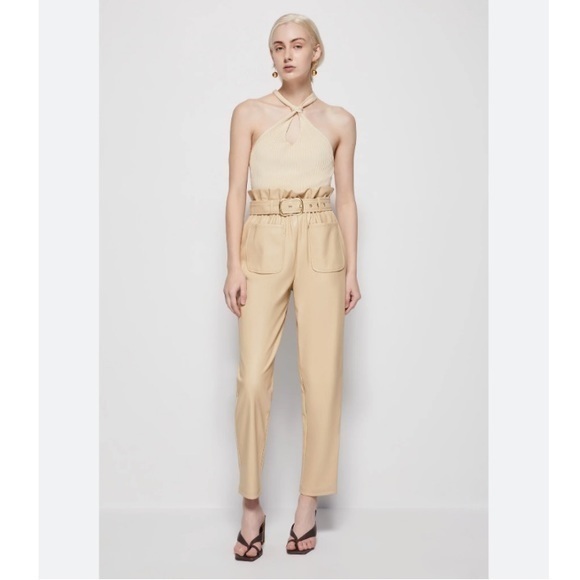 Jonathan Simkhai Trouser Renata Tapered-Leg in Faux Leather...